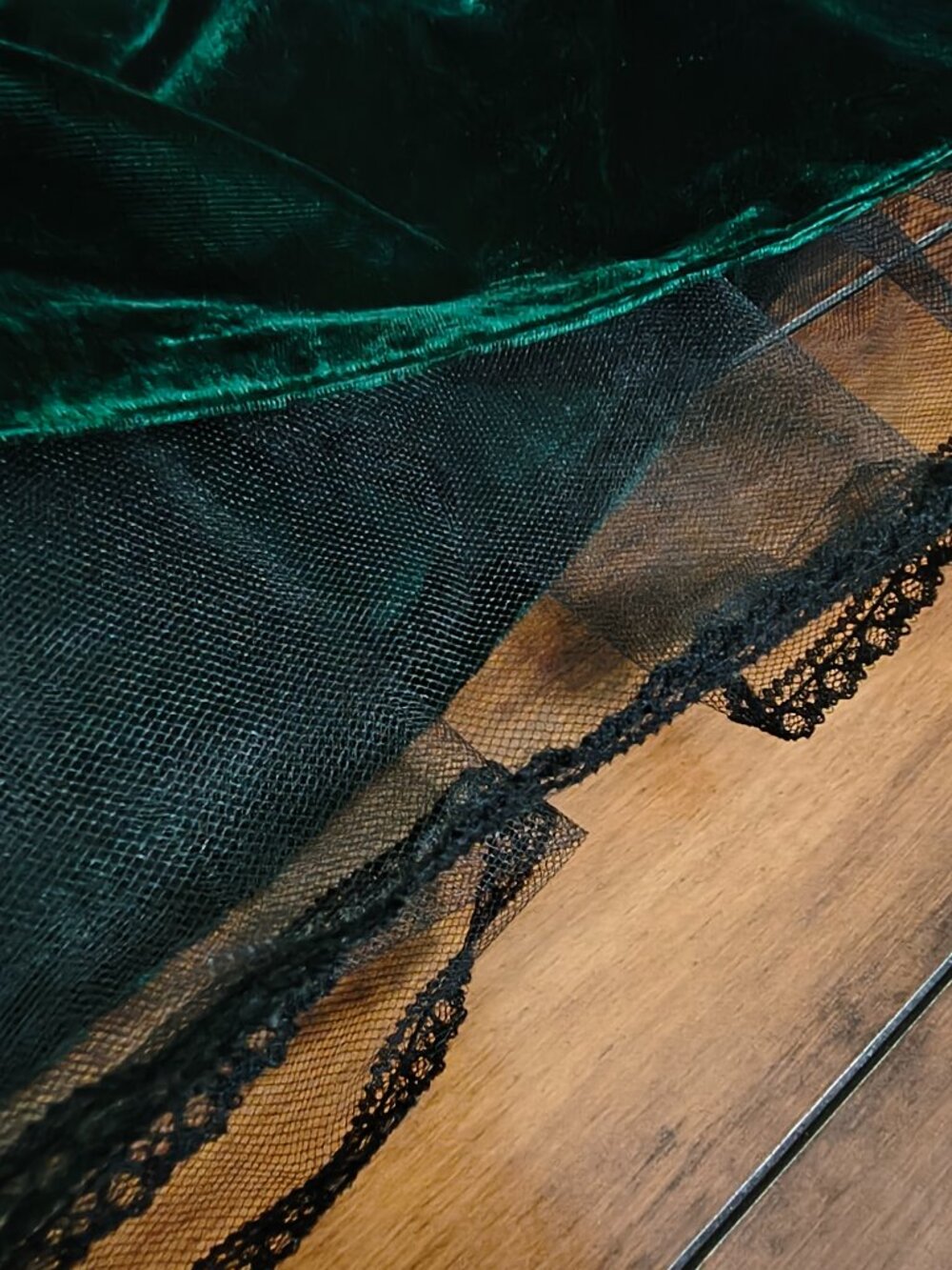 VTG Jessica McClintock Gunne Sax Velvet Lace Maxi Dress Green 8 - Picture 6 of 9